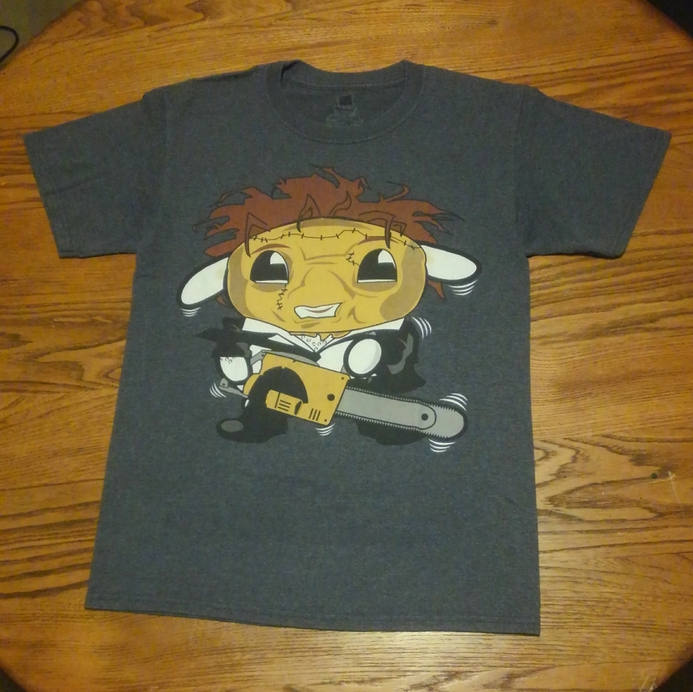 Leatherface Horror cartoon Shirt Gray Small - Picture 6 of 6
